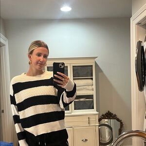 a new day Black and White Striped Sweater